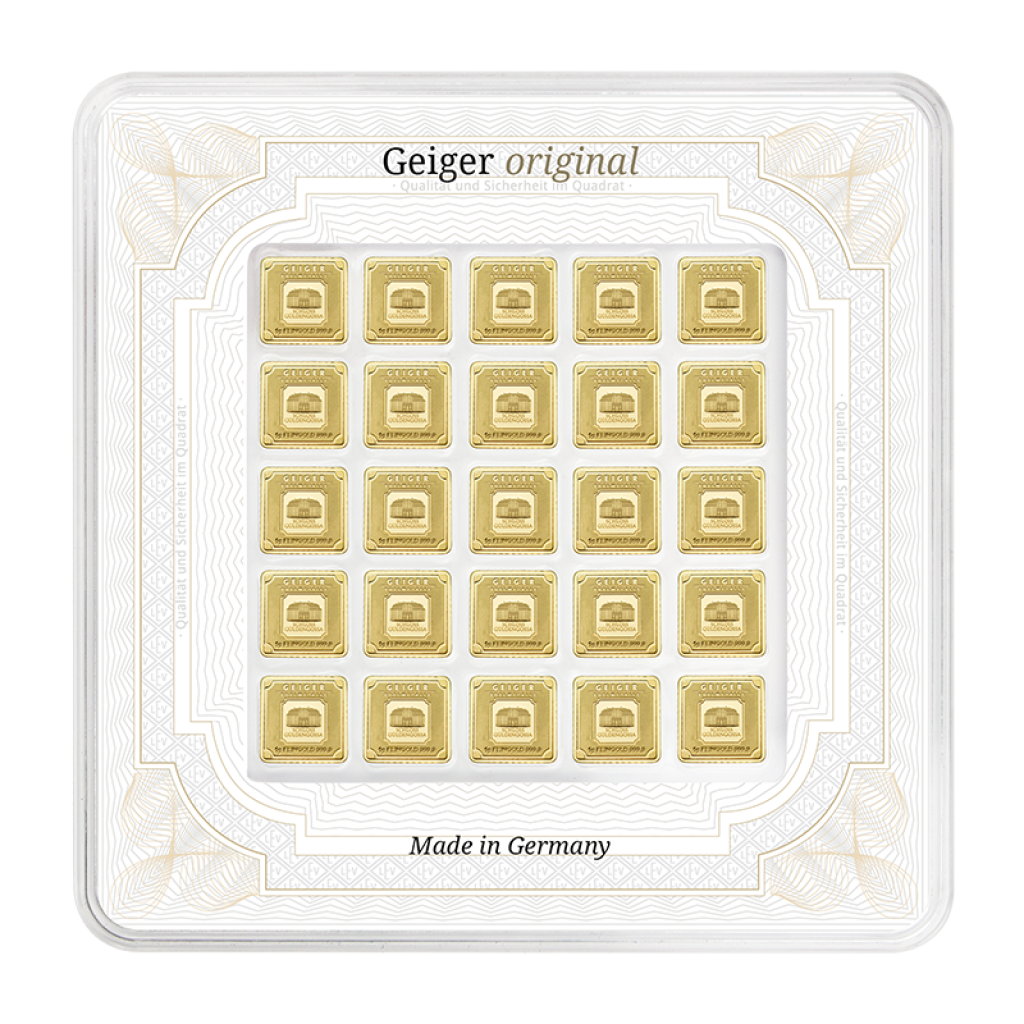 Zlatý investiční slitek Geiger original Multicard 25 x 1 g - obrázek 1