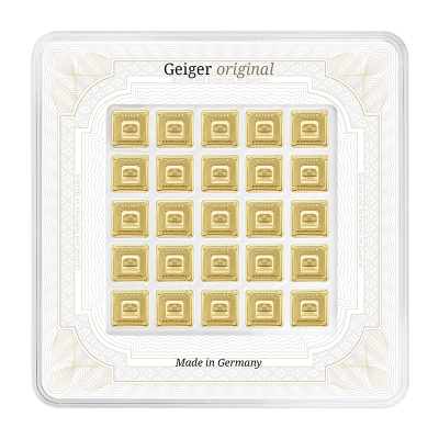 Zlatý investiční slitek Geiger original Multicard 25 x 1 g - obrázek 1