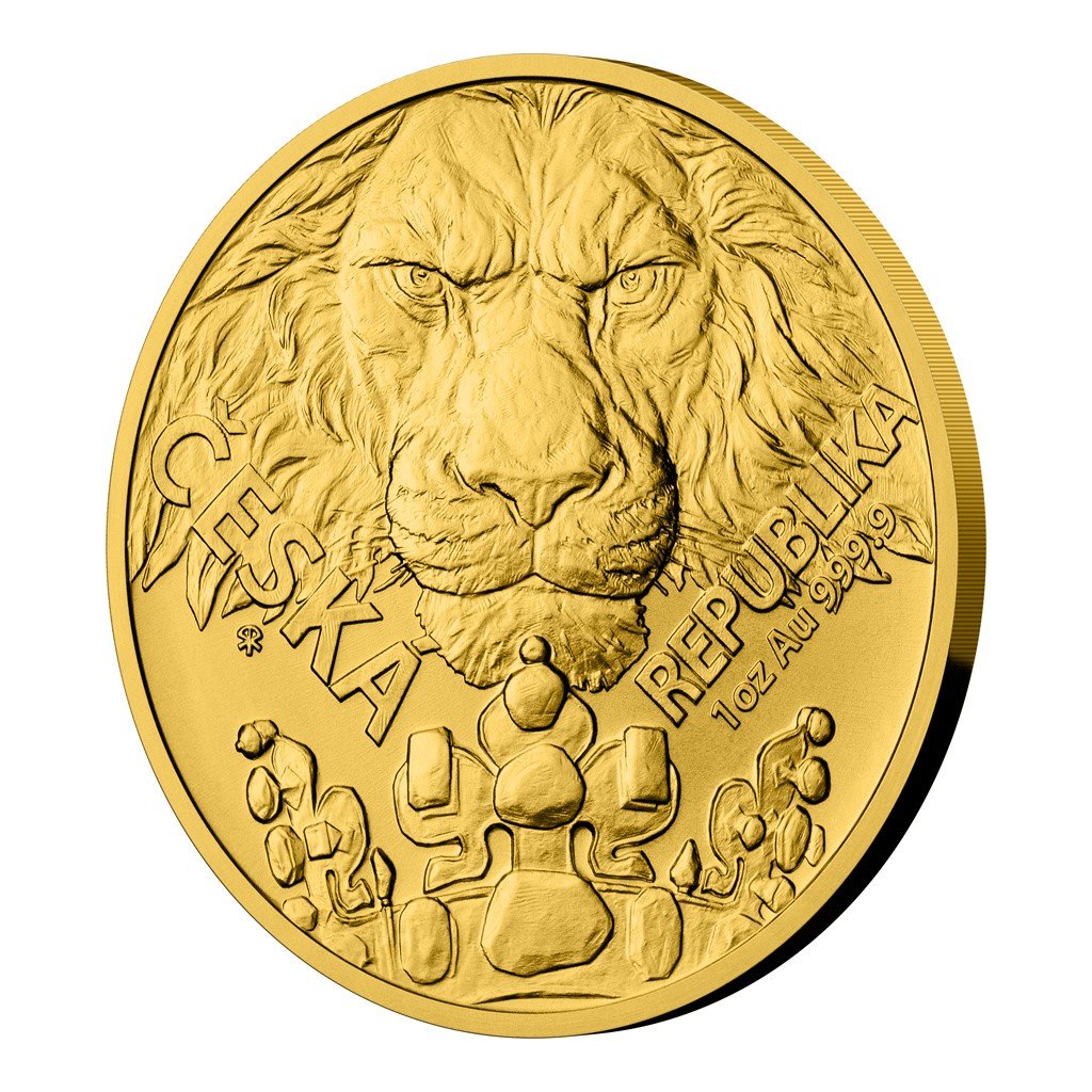 Zlatá uncová investiční mince Český lev 2023 stand – obrázek 1
