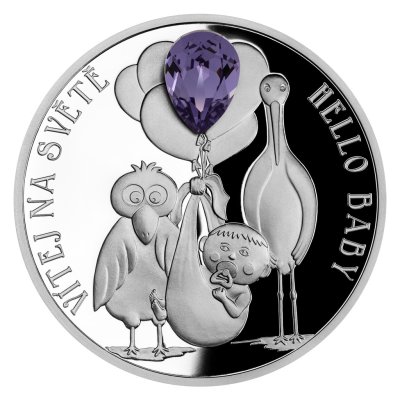 Stříbrná mince Crystal Coin - Vítej na světě  – obrázek 1