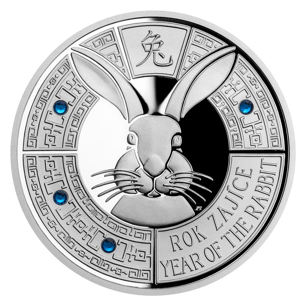 Stříbrná mince Crystal Coin - Rok zajíce proof – obrázek 1