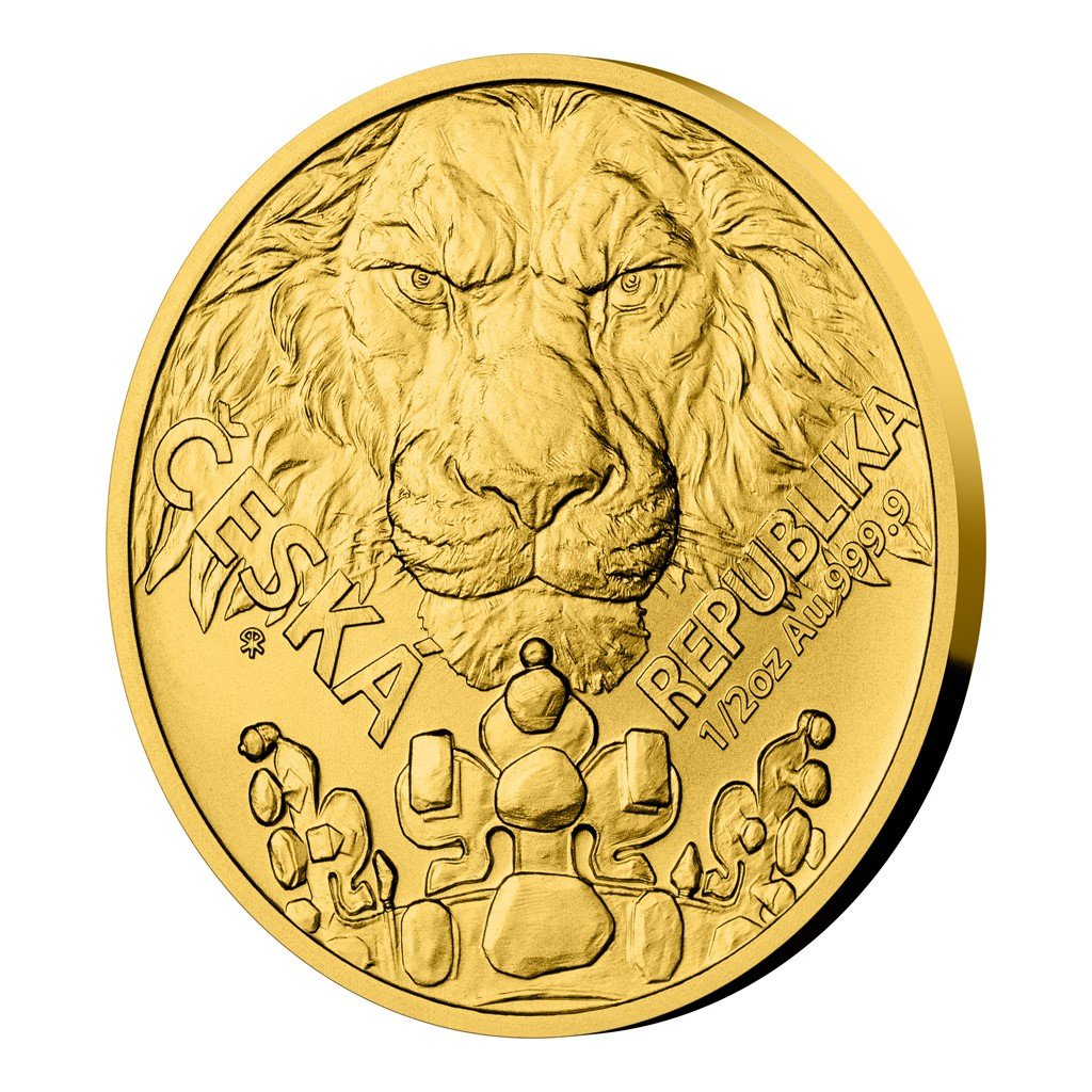Zlatá 1/2oz investiční mince Český lev 2023 stand – obrázek 1