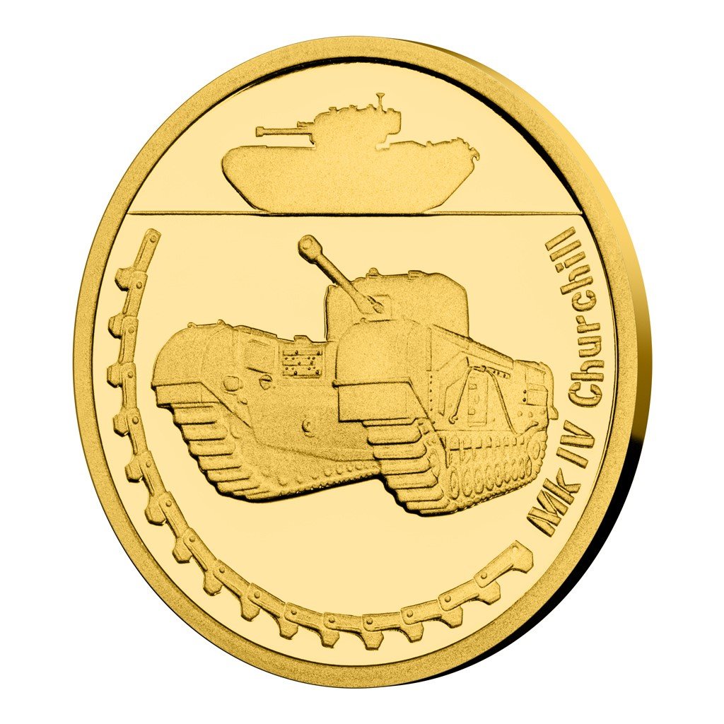 Zlatá mince Obrněná technika - Mk IV Churchill proof – obrázek 1
