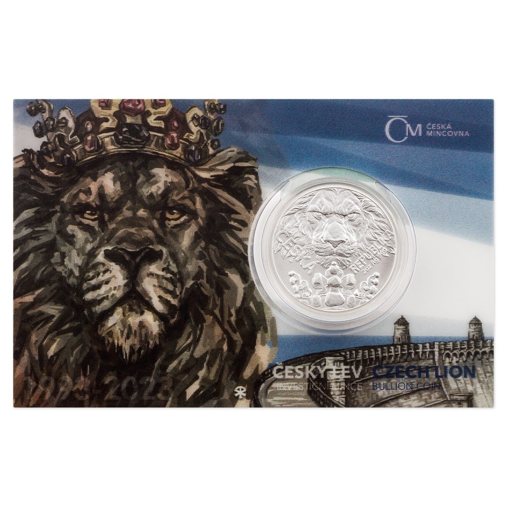 Stříbrná dvouuncová investiční mince Český lev 2023 stand číslovaný – obrázek 1
