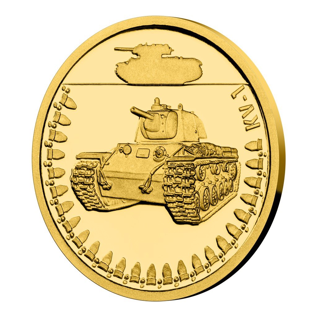 Zlatá mince Obrněná technika - KV-1 proof  – obrázek 2