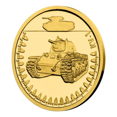 Zlatá mince Obrněná technika - KV-1 proof  – obrázek 2