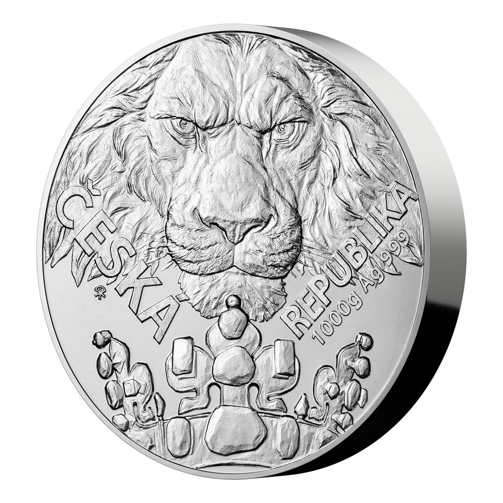 Stříbrná kilogramová investiční mince Český lev 2023 stand – obrázek 2