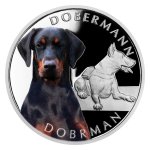 Stříbrná mince Psí plemena - Dobrman proof – obrázek 2