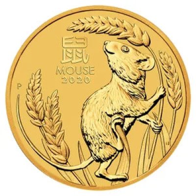 Zlatá investiční mince Australská Lunární Série III. 2020 Myš 31,1 g - obrázek 1