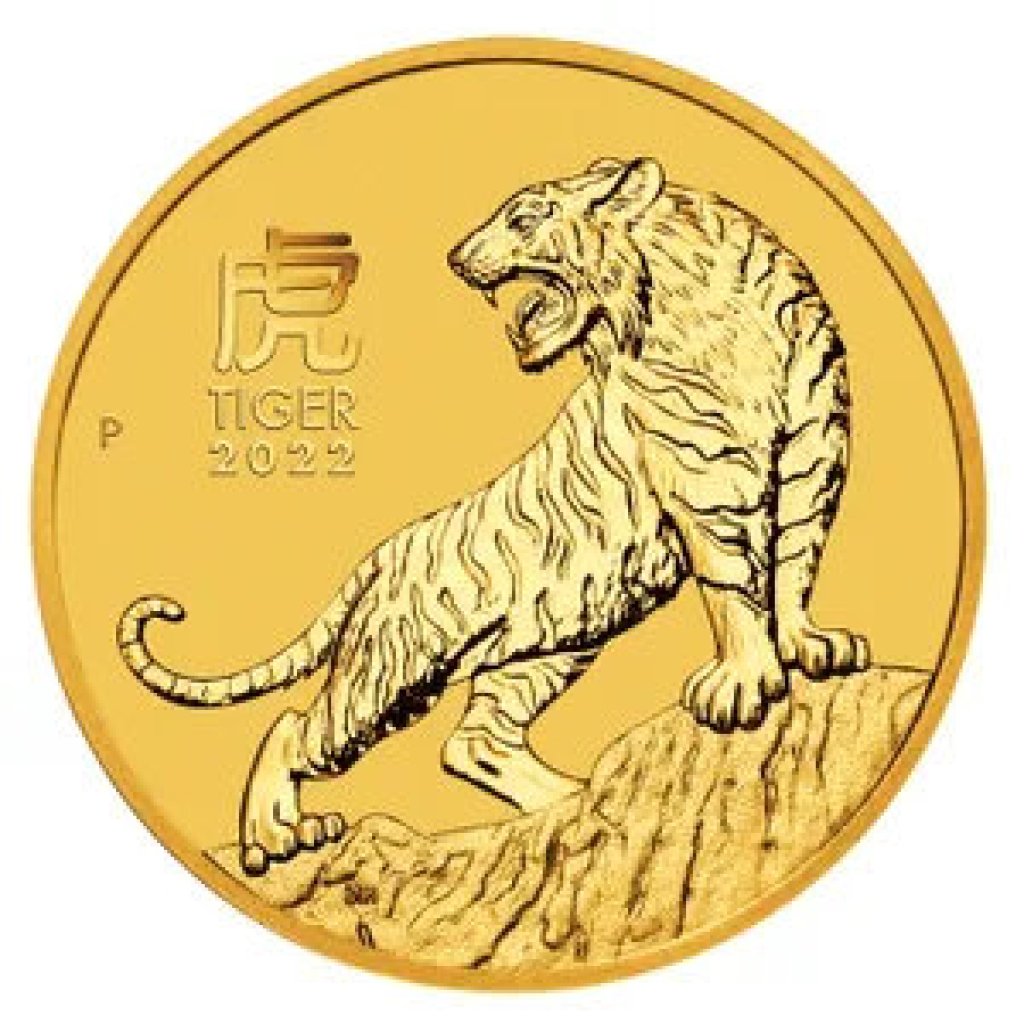 Zlatá investiční mince Australská Lunární Série III. 2022 Tygr 31,1 g - obrázek 1