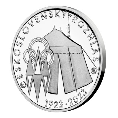 Stříbrná mince 200 Kč 2023 Zahájení pravidelného vysílání Československého rozhlasu proof – obrázek 1
