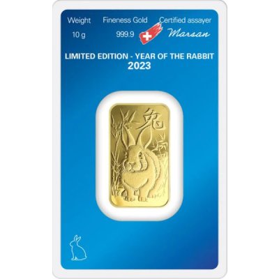 Zlatý investiční slitek Argor-Heraeus Year of The Rabbit (Rok Králíka) 2023 10 g - obrázek 1