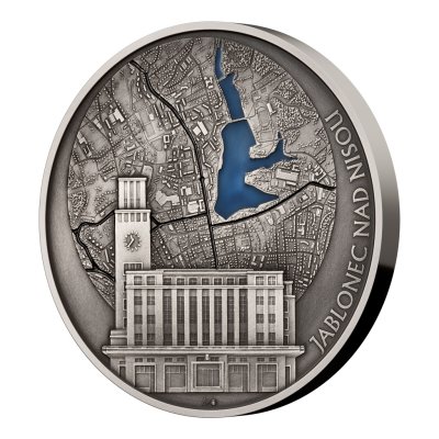 Stříbrná medaile 10 Oz Jablonec nad Nisou a 30 let české měny stand – obrázek 1