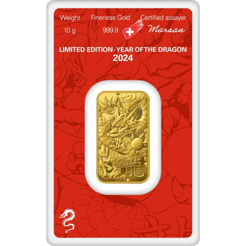 Zlatý investiční slitek Argor-Heraeus Year of The Dragon (Rok Draka) 2024 – obrázek 1