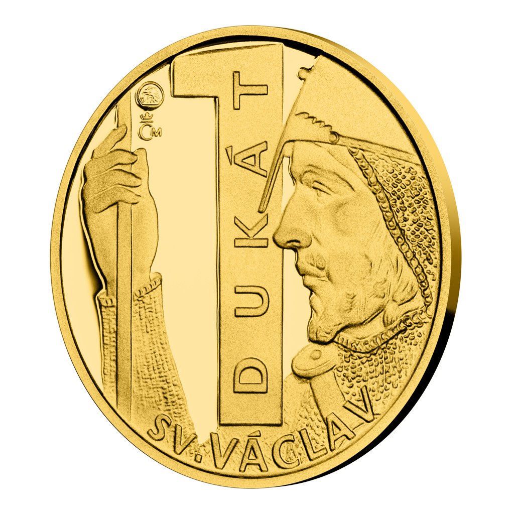 Zlatý 1-dukát sv. Václava se zlatým certifikátem 2023 proof 3,44 g - obrázek 1