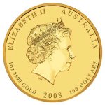 Zlatá investiční mince Australská Lunární Série II. 2008 Myš 31,1 g - obrázek 2