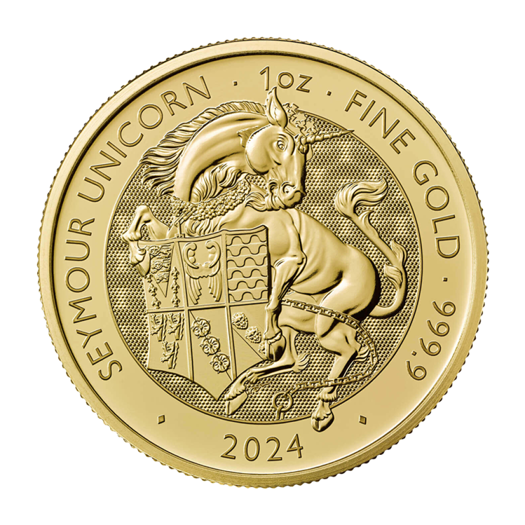 Zlatá investiční mince The Royal Tudor Beast "Seymour Unicorn" 2024 – obrázek 1