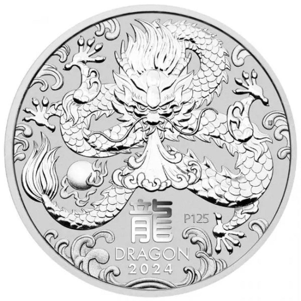 Stříbrná investiční mince Australská Lunární Série III. 2024 Drak 15,55 g - obrázek 1