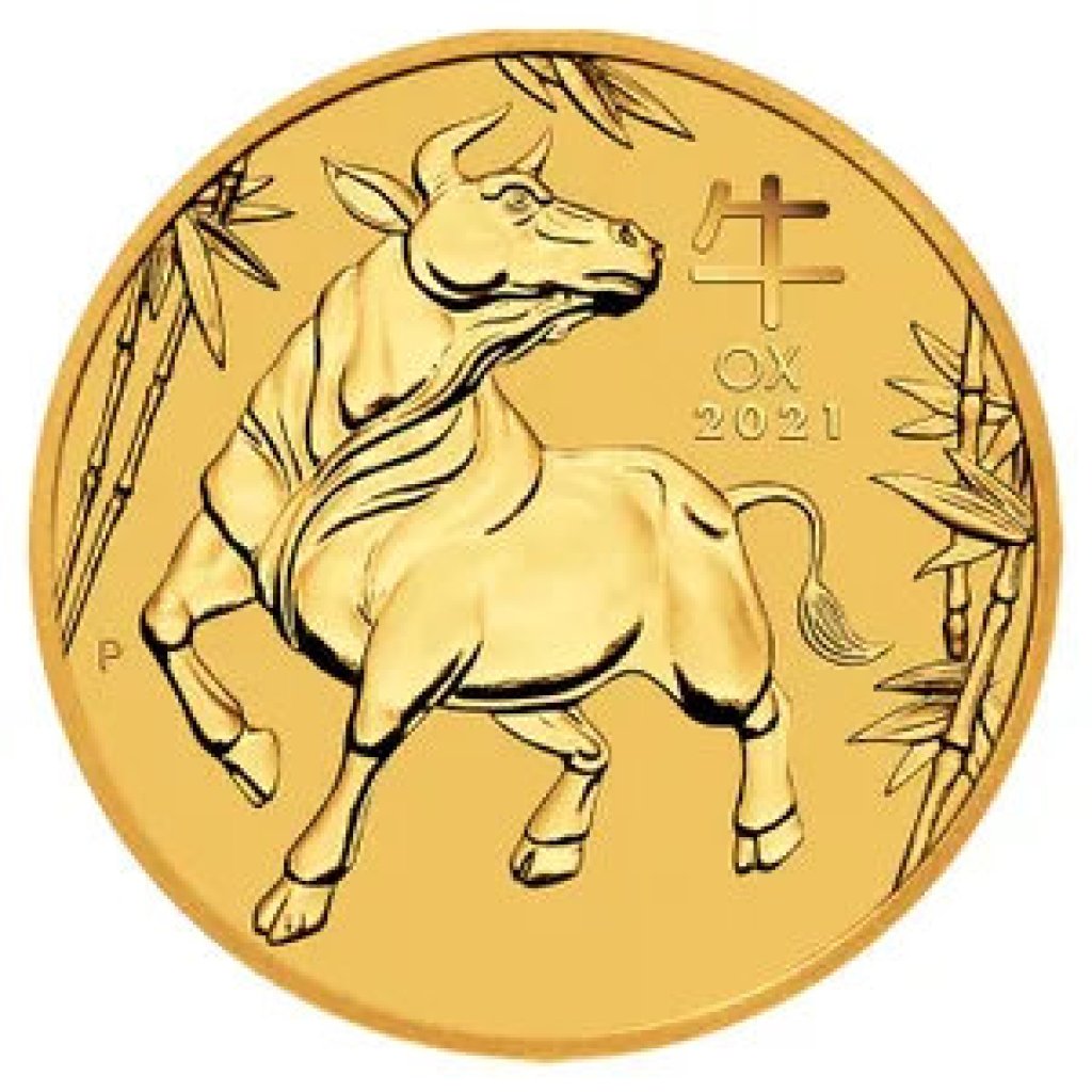 Zlatá investiční mince Australská Lunární Série III. 2021 Buvol 7,78 g - obrázek 1