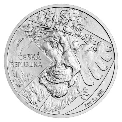Stříbrná dvouuncová investiční mince Český lev 2024 stand – obrázek 1
