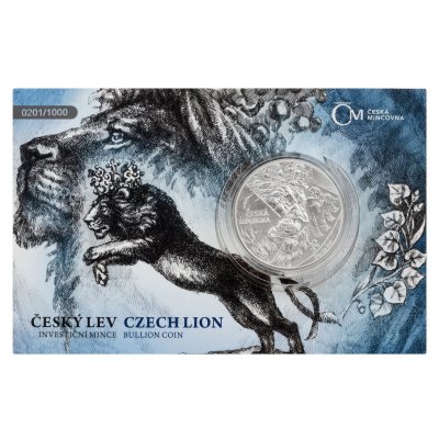 Stříbrná dvouuncová investiční mince Český lev 2024 stand číslovaný – obrázek 1