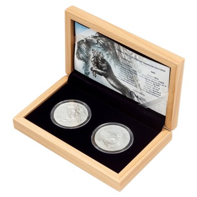 Sada dvou stříbrných uncových investičních mincí Český lev a Orel 2024 stand – obrázek 1