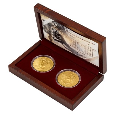 Sada dvou zlatých uncových investičních mincí Český lev a Orel 2024 stand – obrázek 1
