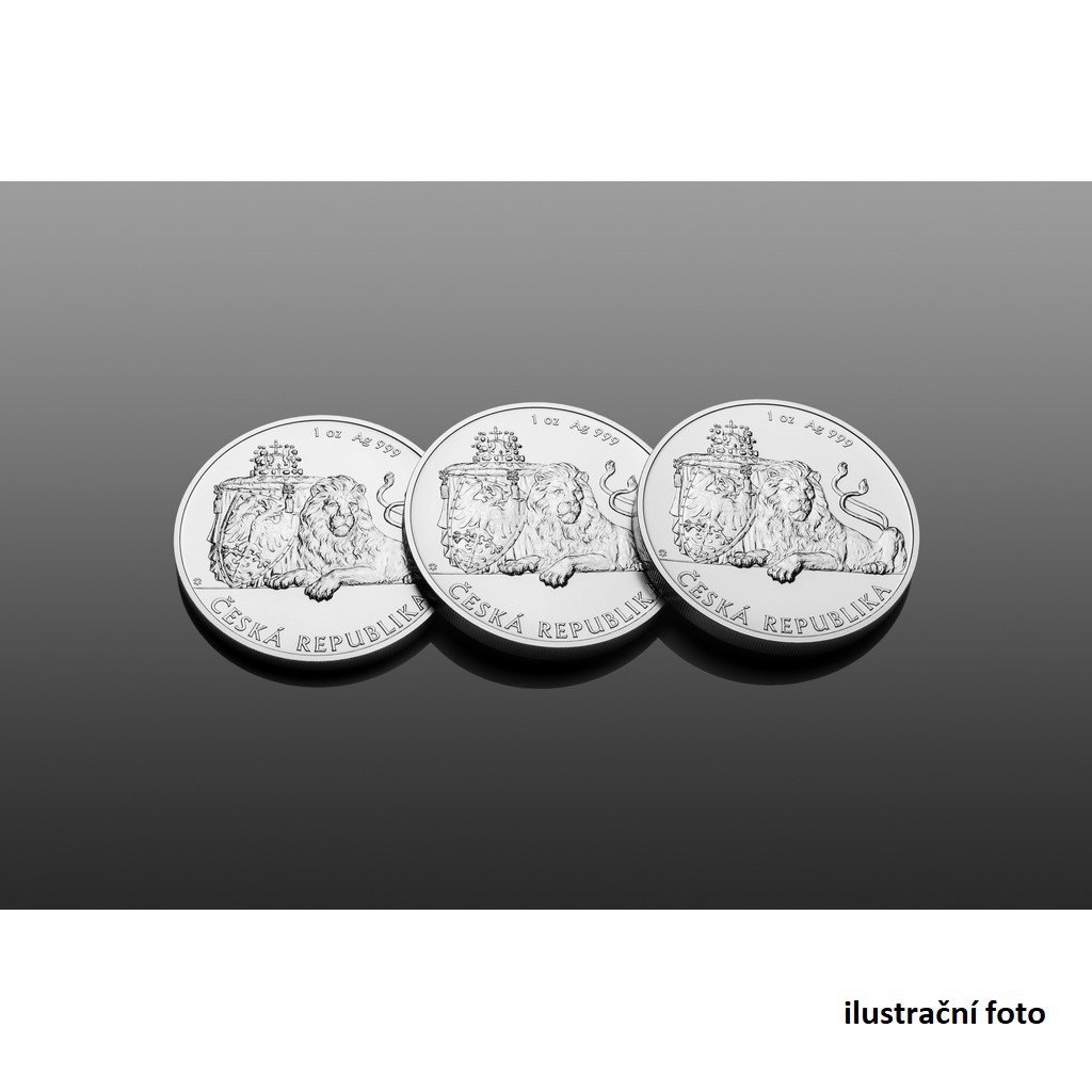 Sada tří 1oz stříbrných investičních mincí Český lev 2024 stand – obrázek 1
