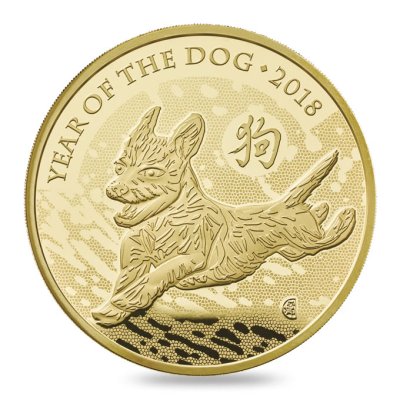 Zlatá investiční mince Royal Mint lunární série 2018 Pes 31,1 g (1 Oz) - obrázek 1