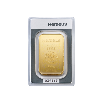 Zlatý investiční slitek Heraeus 100 g první strana - obrázek 1