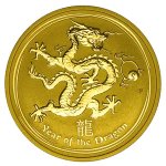 Zlatá investiční mince Australská Lunární Série II. 2012 Drak 31,1 g (1 Oz )