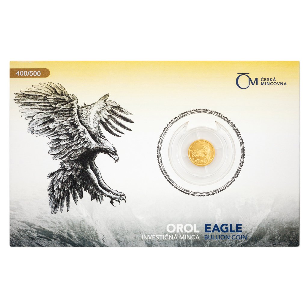 Zlatá 1/25oz investiční mince Orel 2024 stand číslovaný – obrázek 1
