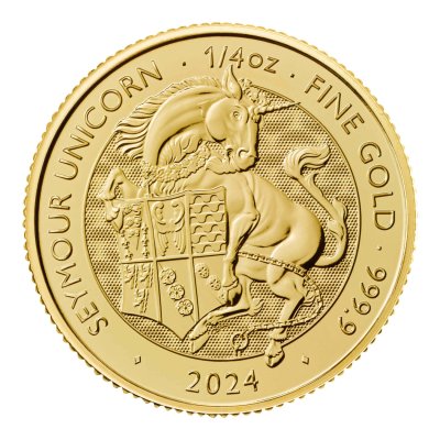 Zlatá investiční mince The Royal Tudor Beast "Seymour Unicorn" 2024 1/4 Oz - obrázek 1