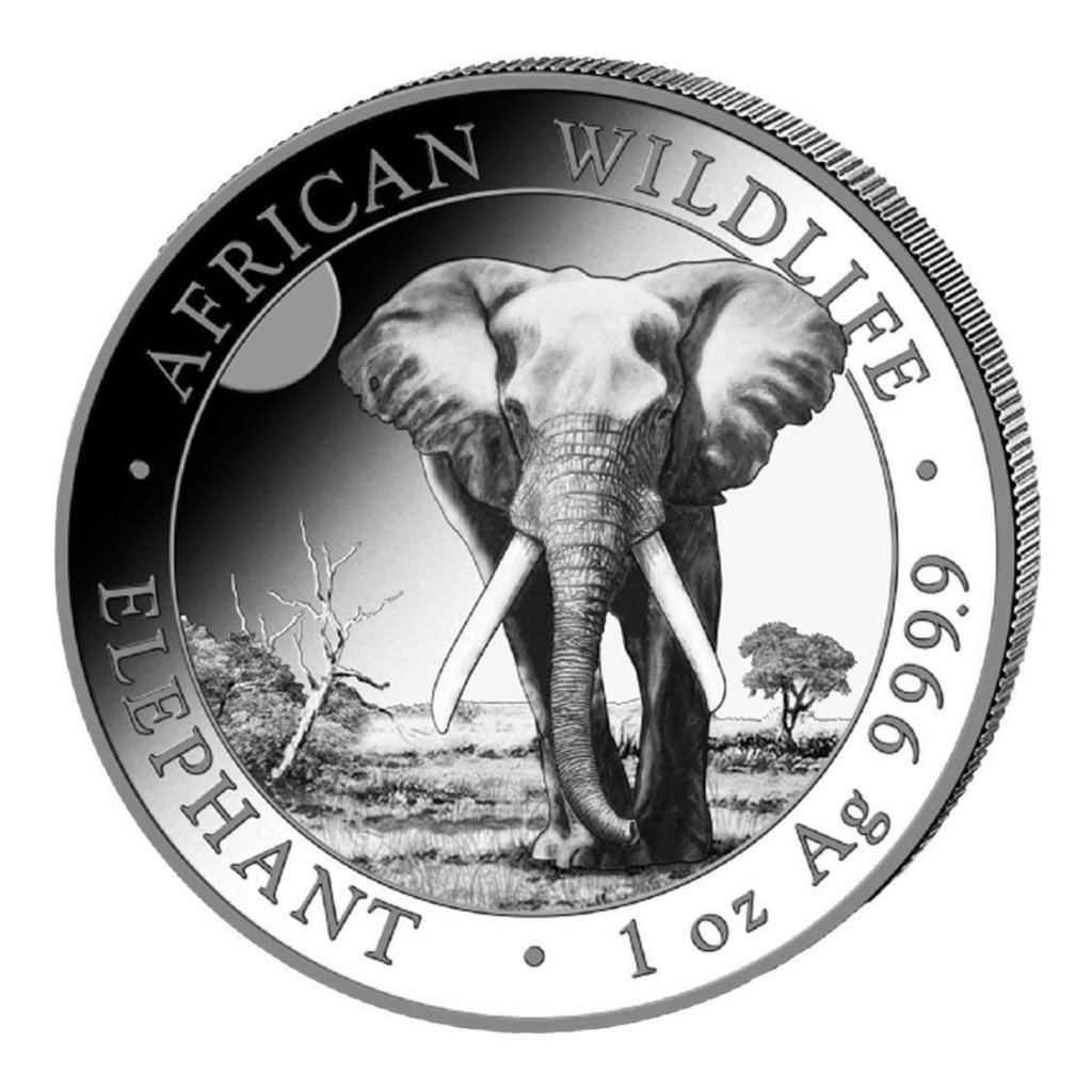 Stříbrná mince 1 Oz Africká divočina Somálský slon 2025 – obrázek 1