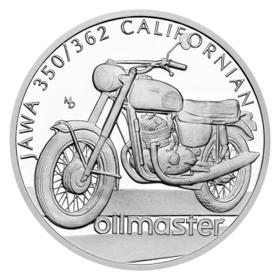 Stříbrná mince Na kolech - Motocykl JAWA Californian proof – obrázek 1