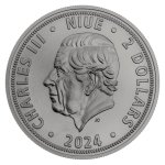 Stříbrná uncová investiční mince Český lev 2024 černá platina, diamond effect stand – obrázek 2