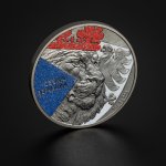 Stříbrná uncová investiční mince Český lev 2024 černá platina, diamond effect stand – obrázek 6