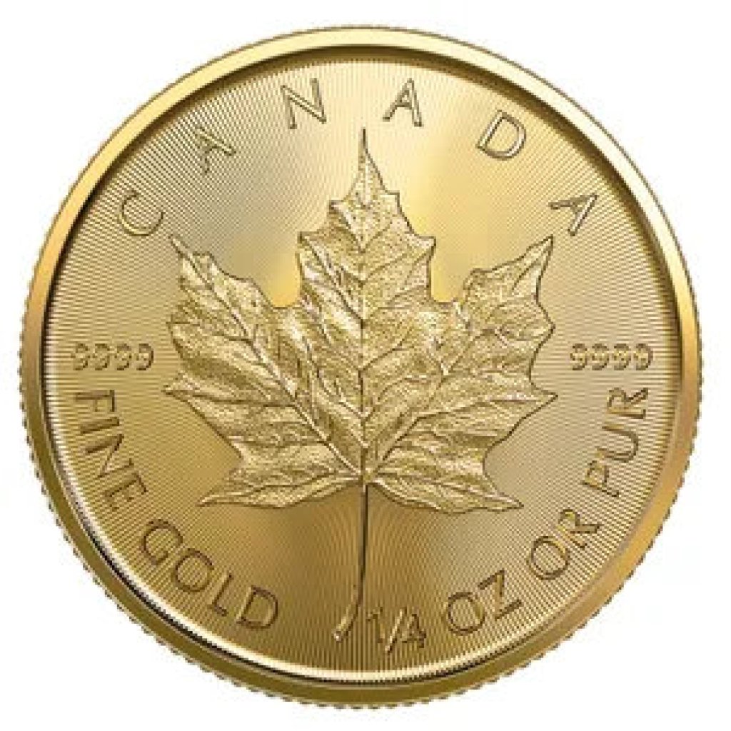 Zlatá investiční mince Maple Leaf 1/4 Oz - první strana