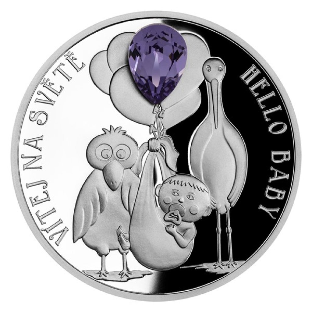 Stříbrná mince Crystal Coin - Vítej na světě 2023 proof