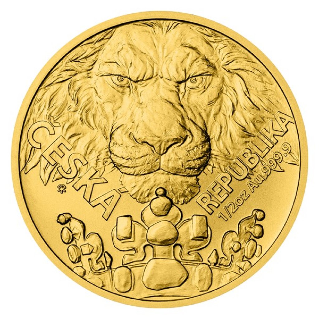 Zlatá 1/2oz investiční mince Český lev 2023 stand - obrázek 1