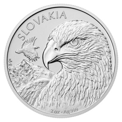 Stříbrná 2oz investiční mince Orel 2025 stand