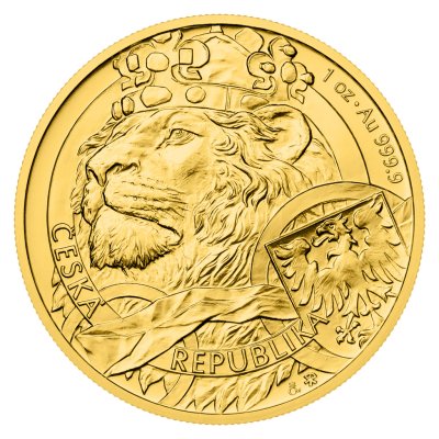 Zlatá 1oz investiční mince Český lev 2025 stand – obrázek 1