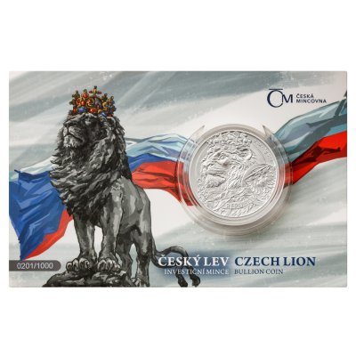 Stříbrná 2oz investiční mince Český lev 2025 stand číslováno – obrázek 1