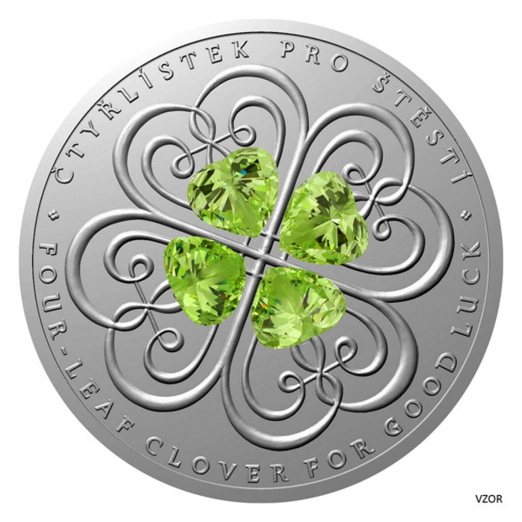 Stříbrná mince Crystal Coin - Čtyřlístek pro štěstí 2025 proof