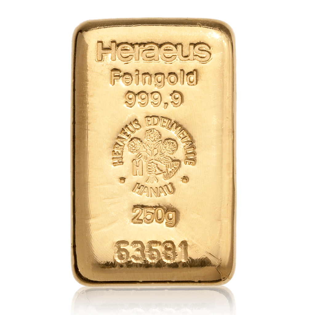 Zlatý investiční slitek Heraeus 250 g - obrázek 1
