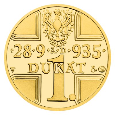 Zlatý 1-dukát sv. Václava se zlatým certifikátem - ak. mal. Vladimír Pavlica proof