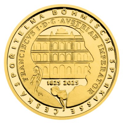 Zlatá půluncová medaile Založení české spořitelny Böhmische Sparkasse proof