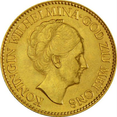 Zlatá mince 10 Gulden Holandsko Wilhelmina – obrázek 1
