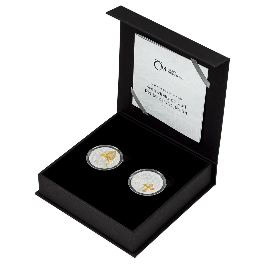 Sada dvou stříbrných mincí Svatovítský poklad - Relikvie sv. Vojtěcha selekt. pokov Au proof - obrázek 7