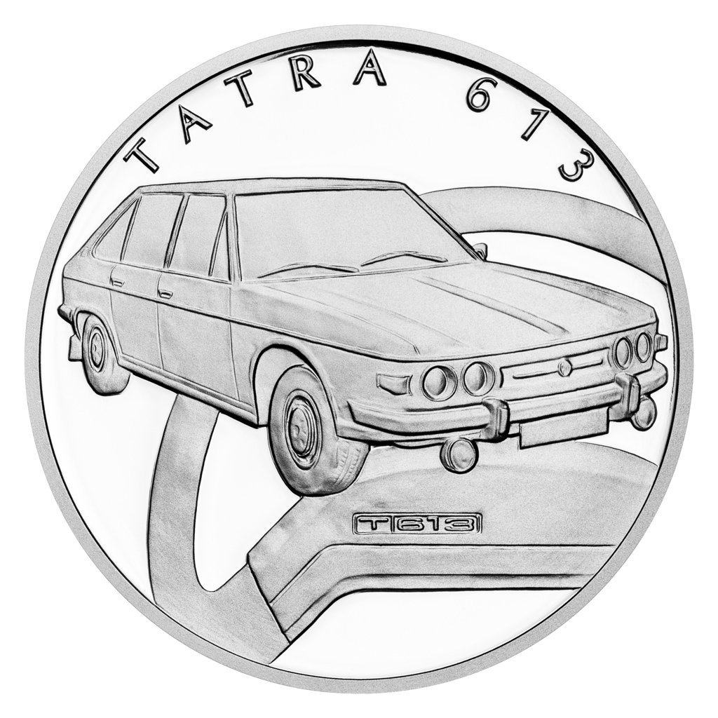 Stříbrná mince Na kolech - Osobní automobil Tatra 613 proof - obrázek 1